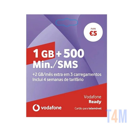 Cartão SIM Vodafone Ready de 1GB por Um Mês